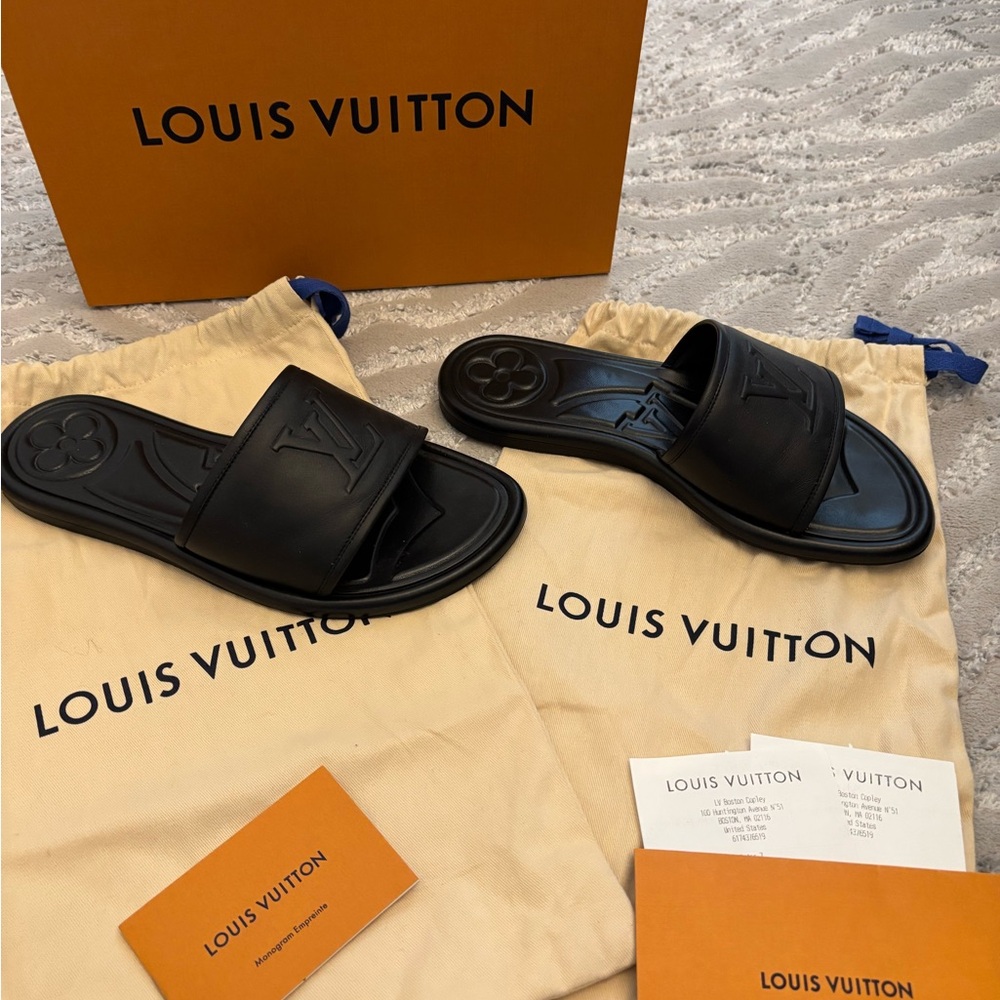 Louis Vuitton Black Slide Sandals
